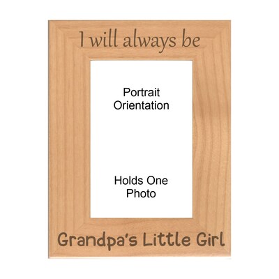 Grandpa Gifts I Will Always Be Grandpa's Little Girl Engraved Natural Wood Picture Frame (WF-053), Fathers Day, Birthday, Christmas Present - image2